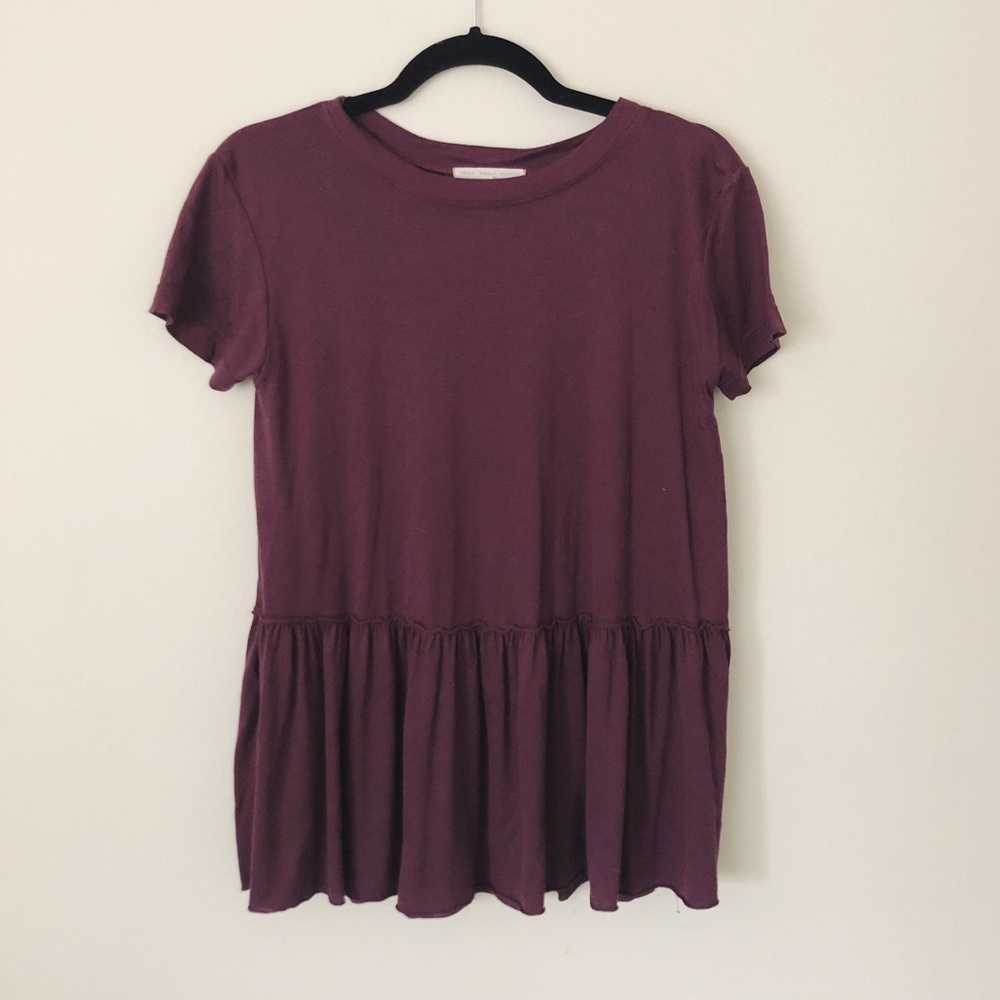 Urban Outfitters Soft Peplum Tee/Top Deep Purple